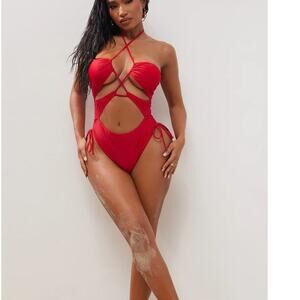 Fashion Nova Julietta Cutout 1 Piece Swimsuit - Red - Size Medium
